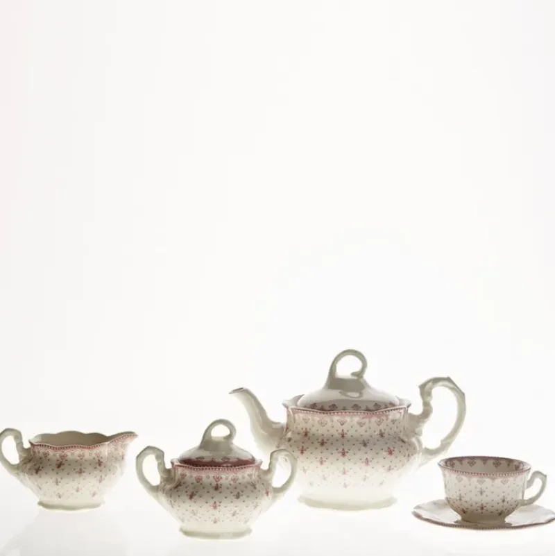 La Cartuja de Sevilla Juego de té de 15 piezas colección Flor de Lis Rosa > Juegos De Té