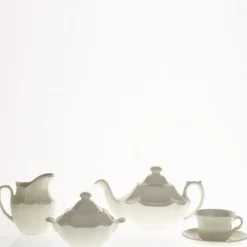 La Cartuja de Sevilla Juego de té de 27 piezas colección Ochavada Blanca > Juegos De Té
