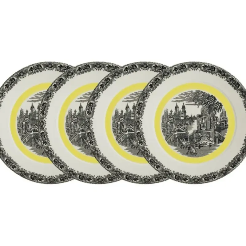 La Cartuja de Sevilla Set de 4 bajo-platos colección Negro Vistas Yellow by Aaron Stewart > Set Y Servicios|Platos