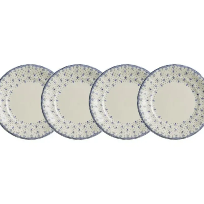 La Cartuja de Sevilla Set de 4 platos de postre colección Flor de Lis Azul > Set Y Servicios|Platos