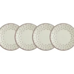 La Cartuja de Sevilla Set de 4 platos de postre colección Flor de Lis Rosa > Set Y Servicios|Platos