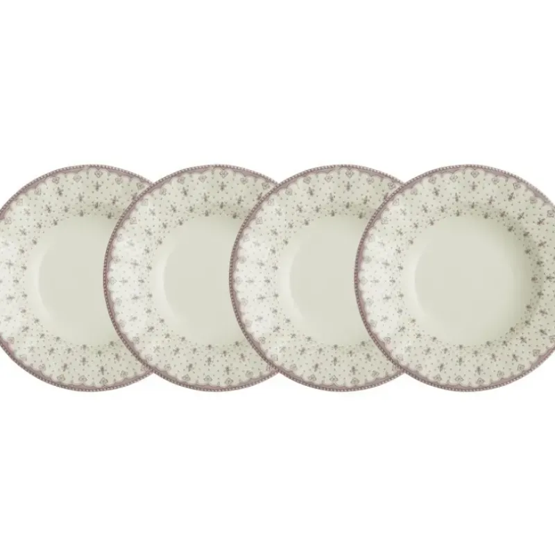 La Cartuja de Sevilla Set de 4 platos hondos colección Flor de Lis Rosa > Set Y Servicios|Platos
