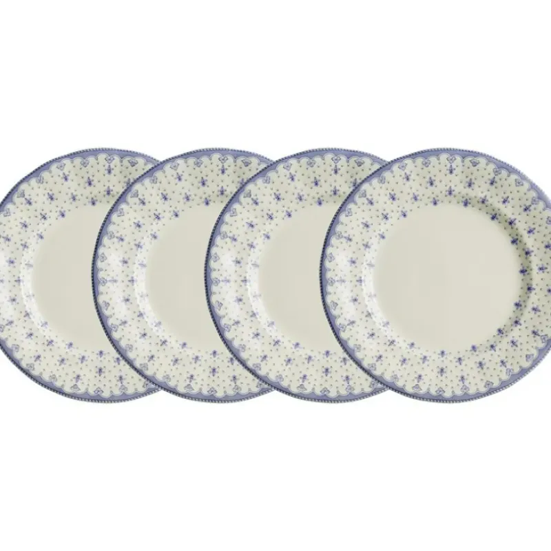 La Cartuja de Sevilla Set de 4 platos llanos 28 cm colección Flor de Lis Azul > Set Y Servicios|Platos