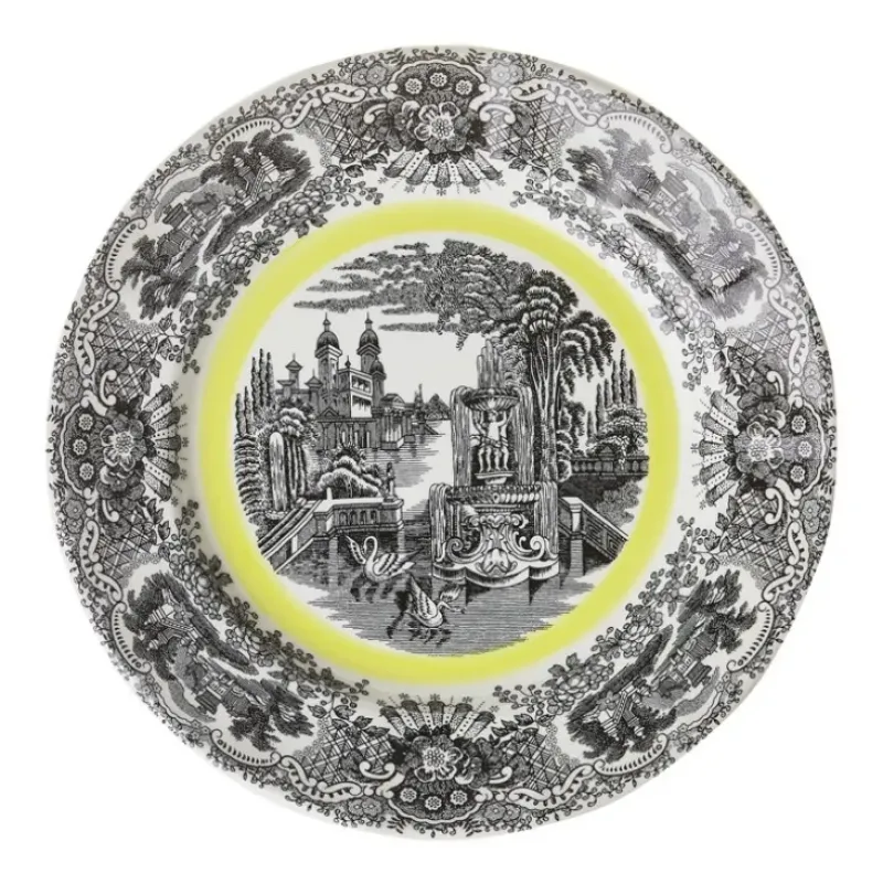 La Cartuja de Sevilla Set de 4 platos llanos 28 cm colección Negro Vistas Yellow by Aaron Stewart > Set Y Servicios|Platos