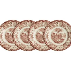 La Cartuja de Sevilla Set de 4 platos llanos colección 202 Rosa > Set Y Servicios|Platos