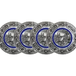 La Cartuja de Sevilla Set de 4 platos llanos colección Negro Vistas Blue by Aaron Stewart > Set Y Servicios|Platos