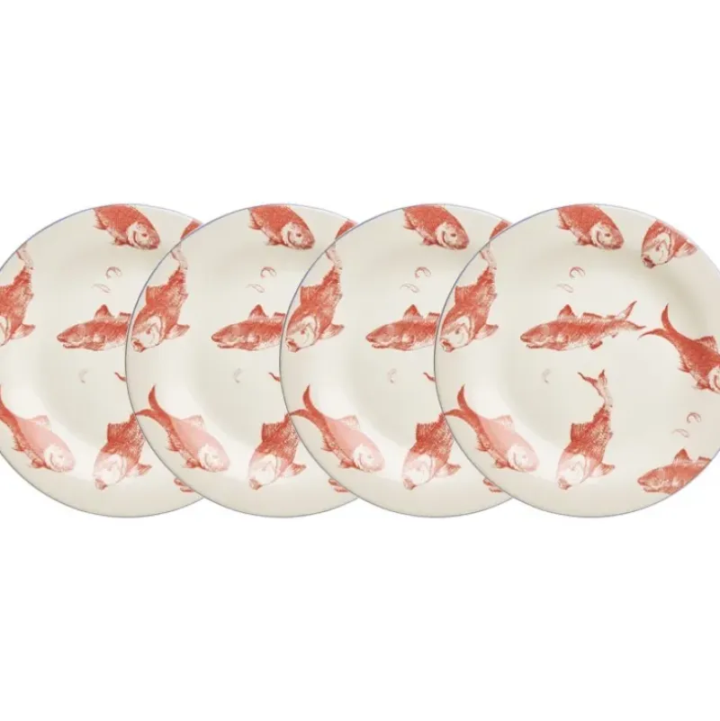 La Cartuja de Sevilla Set de 4 platos llanos colección Peces > Set Y Servicios|Platos