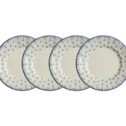 La Cartuja de Sevilla Set de 4 platos llanos colección Flor de Lis Azul > Set Y Servicios|Platos