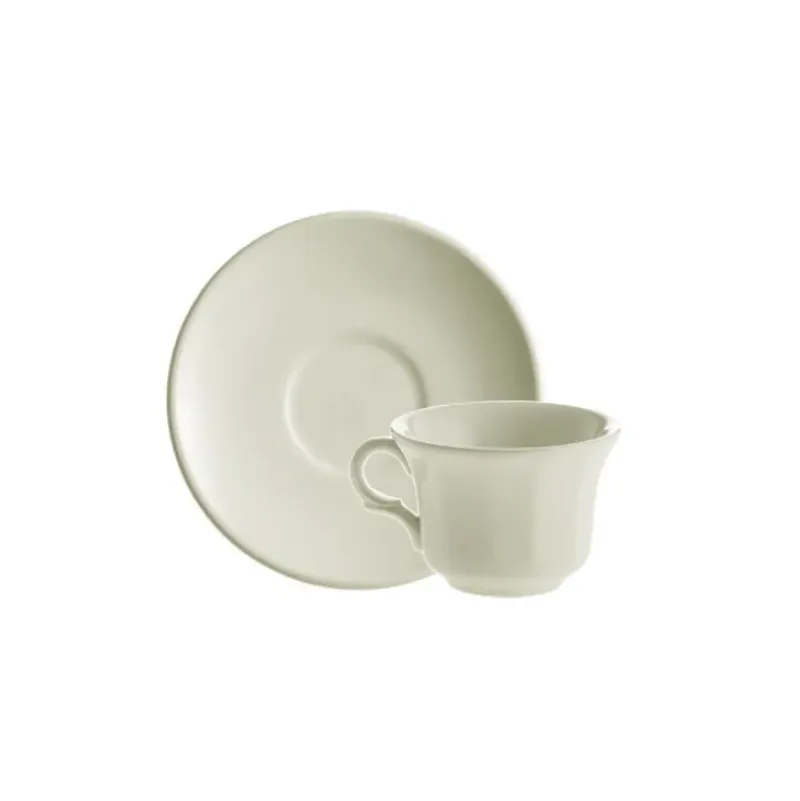 La Cartuja de Sevilla Set de 4 tazas de café con platillos colección Ochavada Blanca > Set De Tazas Con Platillos