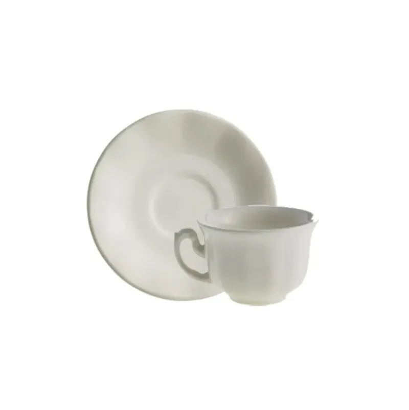La Cartuja de Sevilla Set de 4 tazas de café con platillos colección Aurora Blanca > Set De Tazas Con Platillos