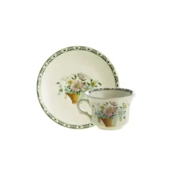 La Cartuja de Sevilla Set de 4 tazas de café con platillos colección Canasto Floral > Set De Tazas Con Platillos