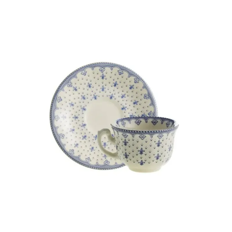 La Cartuja de Sevilla Set de 4 tazas de café con platillos colección Flor de Lis Azul > Set De Tazas Con Platillos