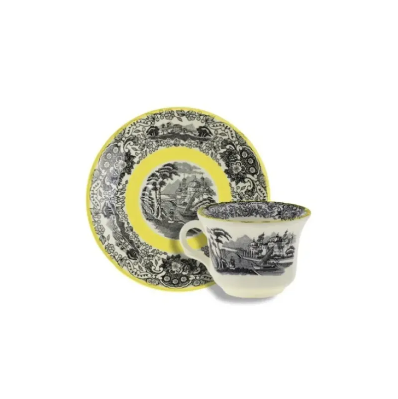 La Cartuja de Sevilla Set de 4 tazas de café con platillos colección Negro Vistas Yellow by Aaron Stewart > Set De Tazas Con Platillos