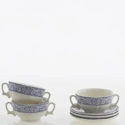 La Cartuja de Sevilla Set de 6 tazas de consomé con platillos colección 150 Aniversario > Set Y Servicios|Boles Y Tazas De Consomé