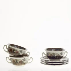 La Cartuja de Sevilla Set de 6 tazas de consomé con platillos colección Viejo Molino > Set Y Servicios|Boles Y Tazas De Consomé