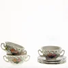 La Cartuja de Sevilla Set de 6 tazas de consomé con platillos colección Bellavista > Set Y Servicios|Boles Y Tazas De Consomé