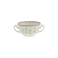 La Cartuja de Sevilla Set de 6 tazas de consomé con platillos colección Flor de Lis Rosa > Set Y Servicios|Boles Y Tazas De Consomé