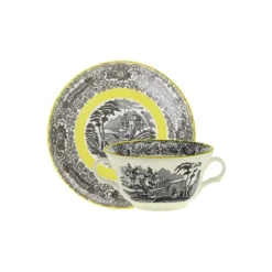 La Cartuja de Sevilla Set de 6 tazas de consomé con platillos colección Negro Vistas Yellow by Aaron Stewart > Set Y Servicios|Boles Y Tazas De Consomé