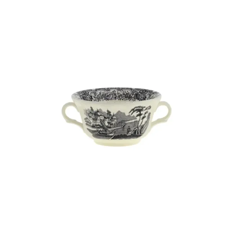 La Cartuja de Sevilla Set de 12 tazas de consomé con platillos colección Negro Vistas > Set Y Servicios|Boles Y Tazas De Consomé