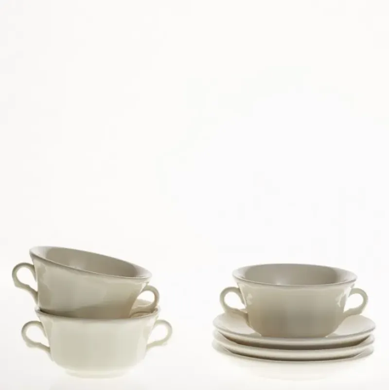 La Cartuja de Sevilla Set de 12 tazas de consomé con platillos colección Ochavada Blanca > Set Y Servicios|Boles Y Tazas De Consomé