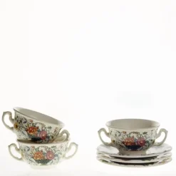La Cartuja de Sevilla Set de 12 tazas de consomé con platillos colección Bellavista > Set Y Servicios|Boles Y Tazas De Consomé