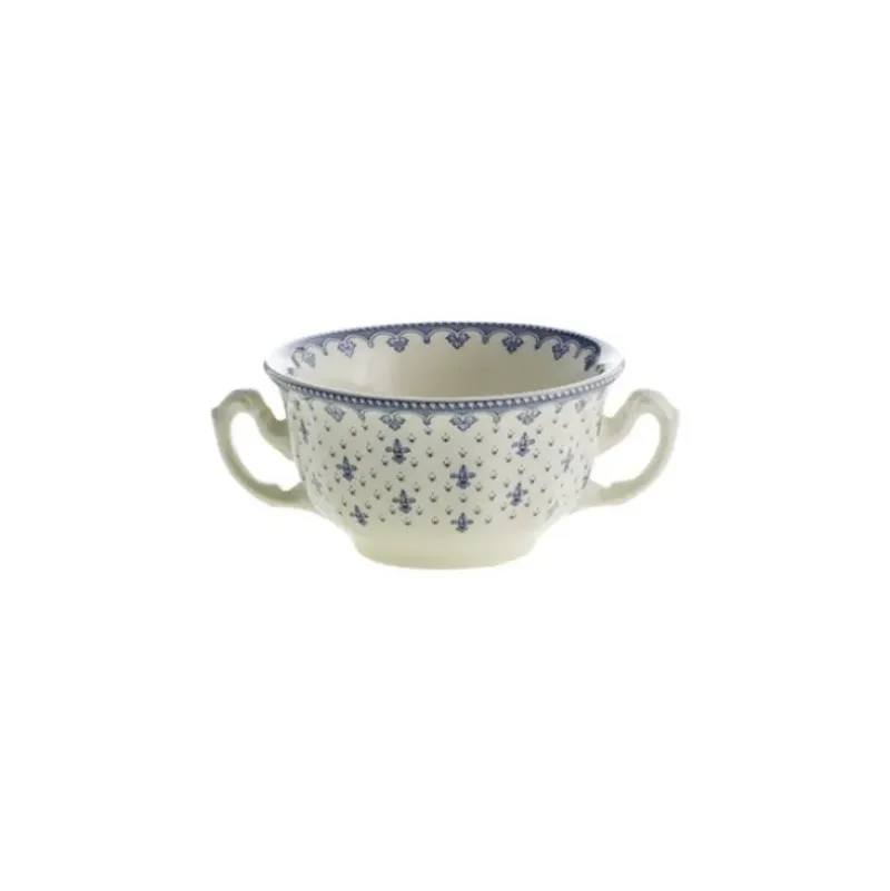 La Cartuja de Sevilla Set de 12 tazas de consomé con platillos colección Flor de Lis Azul > Set Y Servicios|Boles Y Tazas De Consomé