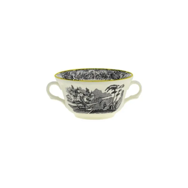 La Cartuja de Sevilla Set de 12 tazas de consomé con platillos colección Negro Vistas Yellow by Aaron Stewart > Set Y Servicios|Boles Y Tazas De Consomé