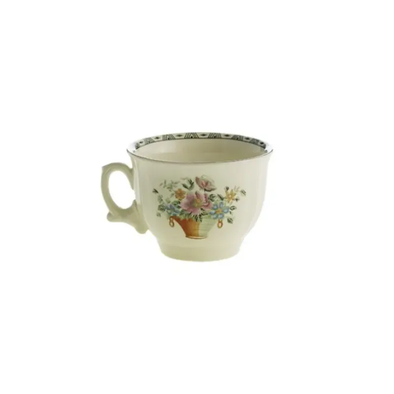 La Cartuja de Sevilla Set de 4 tazas de desayuno con platillos colección Canasto Floral > Set De Tazas Con Platillos