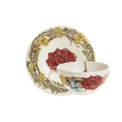 La Cartuja de Sevilla Set de 4 tazas de desayuno con platillos colección Geórgica > Set De Tazas Con Platillos