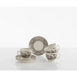 La Cartuja de Sevilla Set de 12 tazas de desayuno con platillos colección Atenea > Set De Tazas Con Platillos
