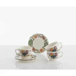 La Cartuja de Sevilla Set de 12 tazas de desayuno con platillos colección Bellavista > Set De Tazas Con Platillos