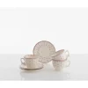 La Cartuja de Sevilla Set de 12 tazas de desayuno con platillos colección Flor de Lis Rosa > Set De Tazas Con Platillos