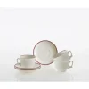 La Cartuja de Sevilla Set de 12 tazas de desayuno con platillos colección Basic Line Red > Set De Tazas Con Platillos