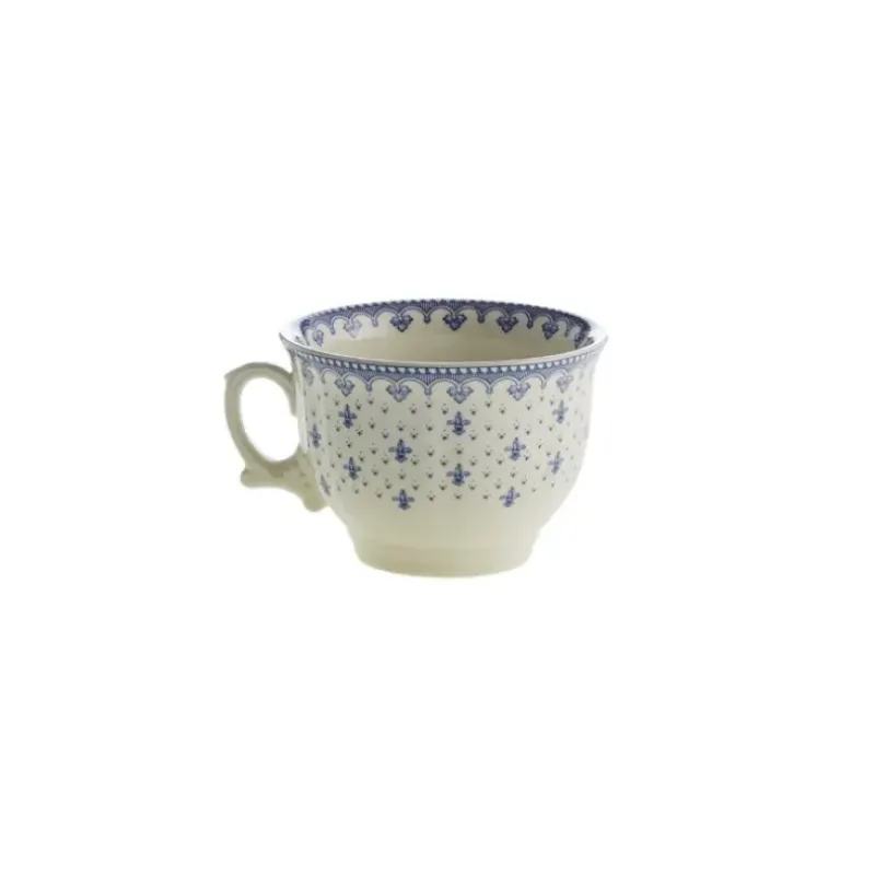 La Cartuja de Sevilla Set de 6 tazas de desayuno con platillos colección Flor de Lis Azul > Set De Tazas Con Platillos