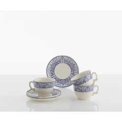 La Cartuja de Sevilla Set de 6 tazas de desayuno con platillos colección 150 Aniversario > Set De Tazas Con Platillos