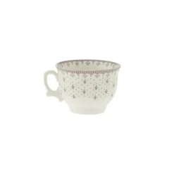 La Cartuja de Sevilla Set de 6 tazas de desayuno con platillos colección Flor de Lis Rosa > Set De Tazas Con Platillos