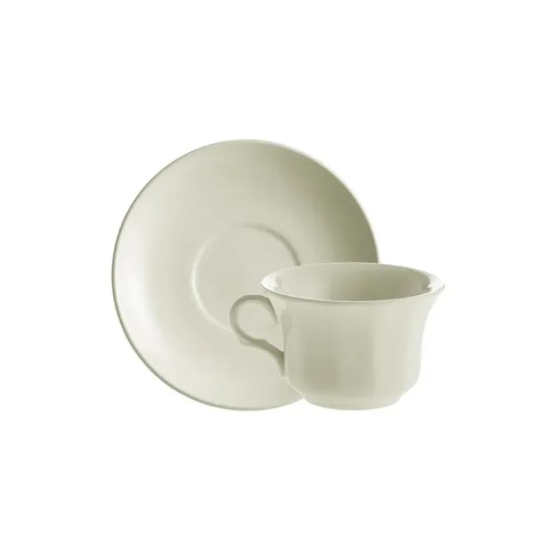 La Cartuja de Sevilla Set de 4 tazas de té con platillos colección Ochavada Blanca > Set De Tazas Con Platillos