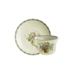 La Cartuja de Sevilla Set de 4 tazas de té con platillos colección Canasto Floral > Set De Tazas Con Platillos