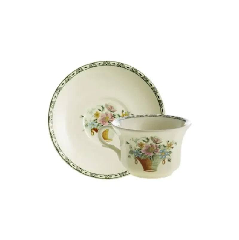La Cartuja de Sevilla Set de 4 tazas de té con platillos colección Canasto Floral > Set De Tazas Con Platillos