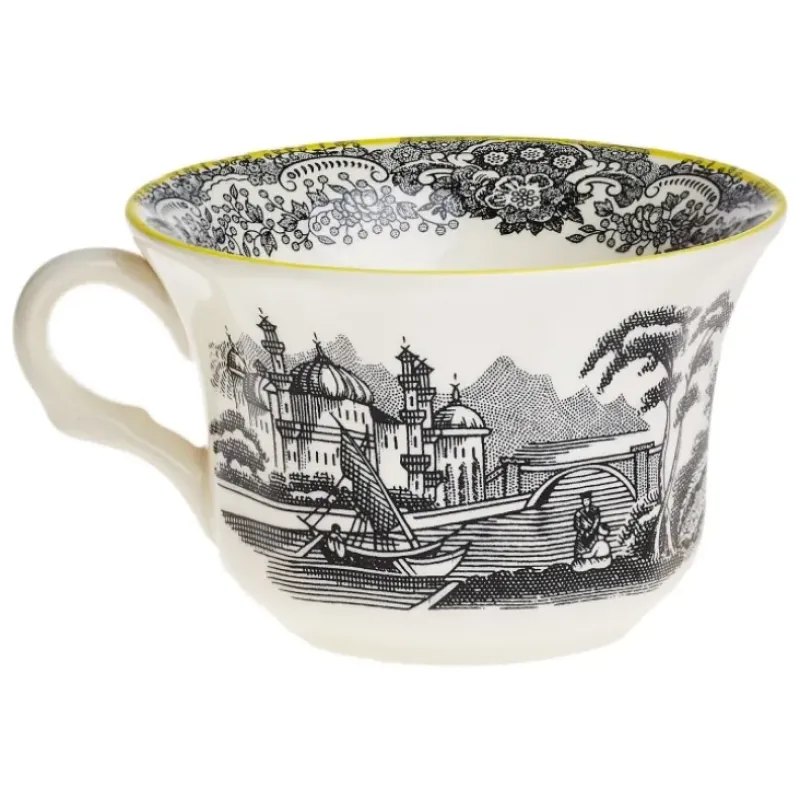 La Cartuja de Sevilla Set de 4 tazas de té con platillos colección Negro Vistas Yellow by Aaron Stewart > Set De Tazas Con Platillos