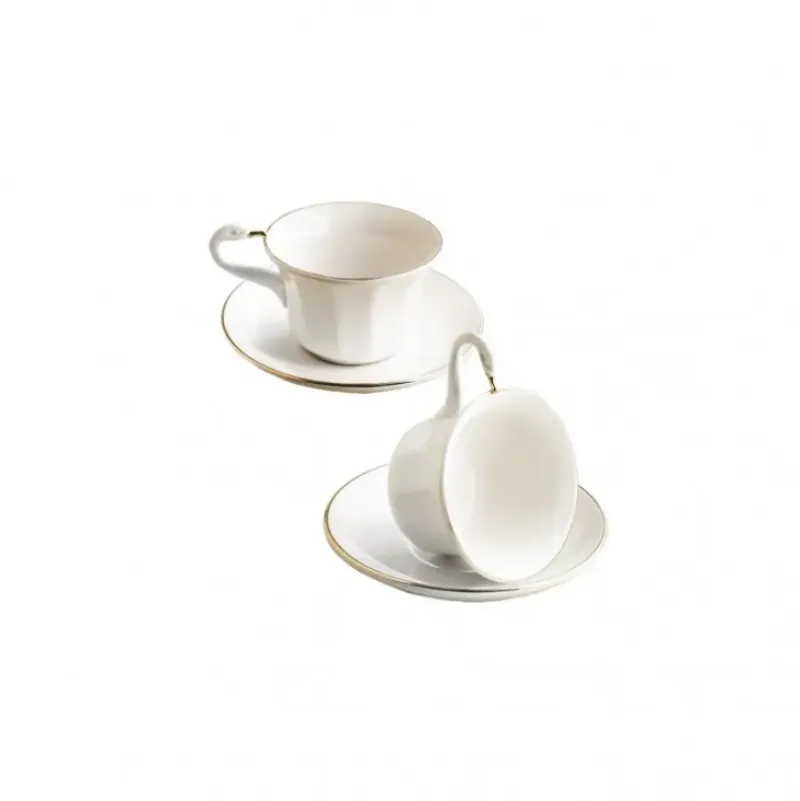 La Cartuja de Sevilla Set de 4 tazas de té con platillos colección Odette Gold > Set De Tazas Con Platillos