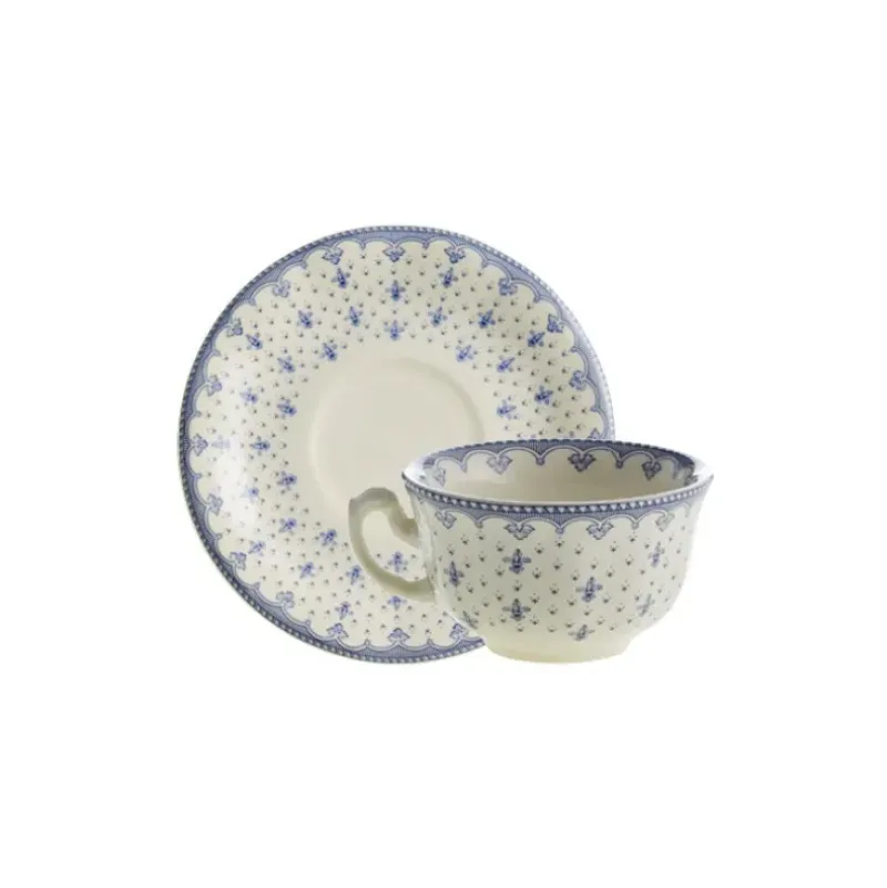 La Cartuja de Sevilla Set de 4 tazas de té con platillos colección Flor de Lis Azul > Set De Tazas Con Platillos